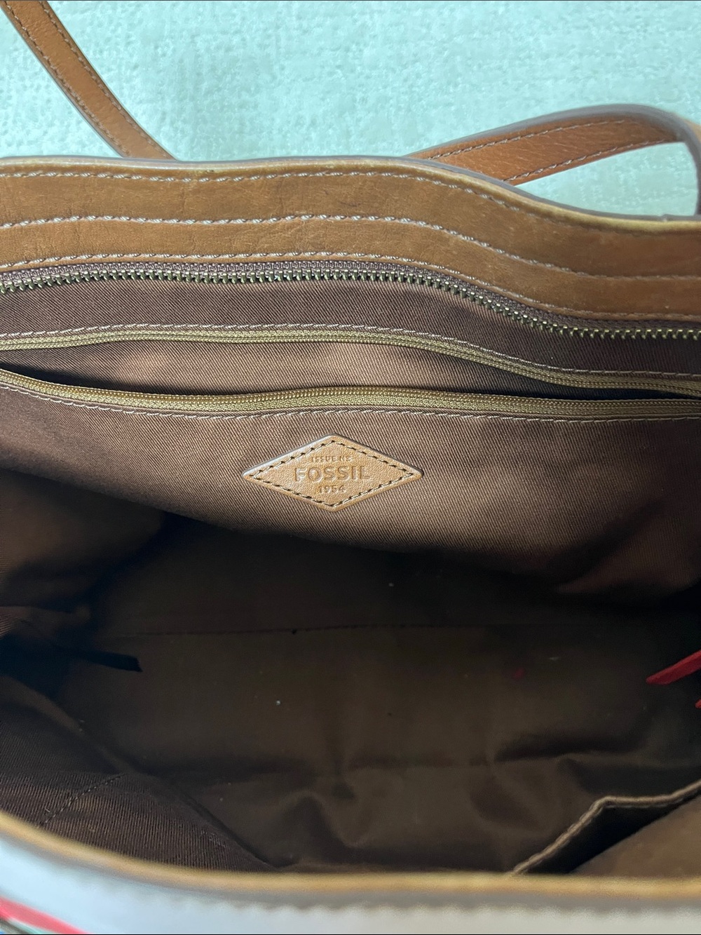 Fossil leather Multicolor Stripe Tote Bag - Brown Trim - Picture 5 of 5